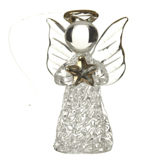 Heaven Sends Hanging Glass Angel With Gold Star