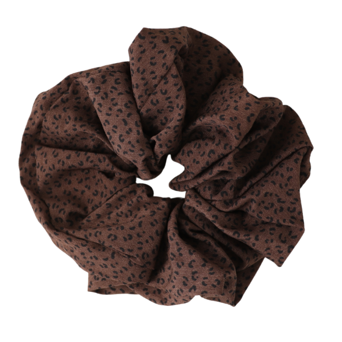Pure Fashions Leopard Print Scrunchie Brown