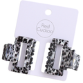 Pure Fashions Mini Square Hair Claw Clips Leopard Print Grey