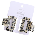 Pure Fashion Mini Square Hair Claw Clips Leopard Print Beige
