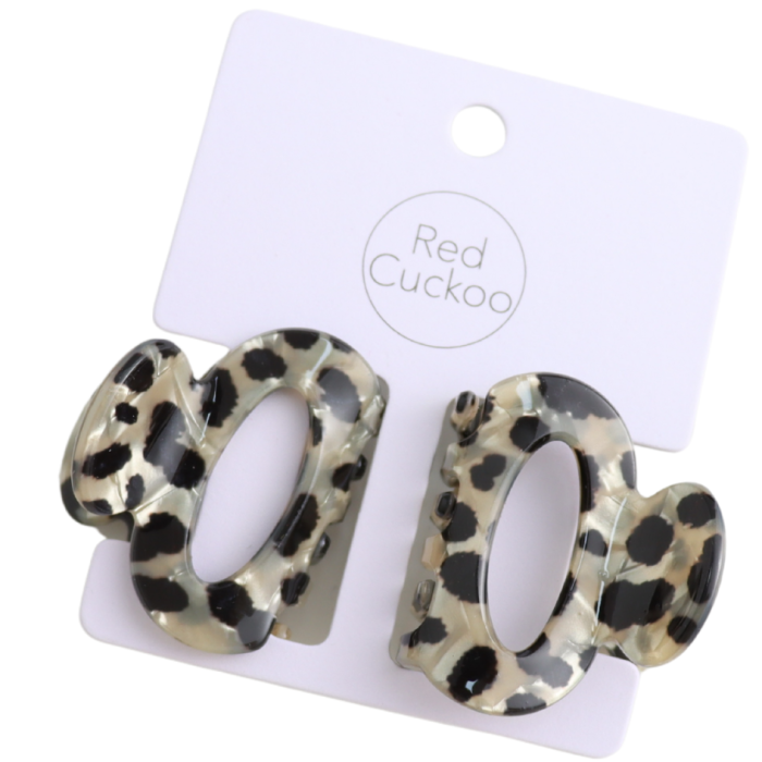 Pure Fashions Mini Oval Hair Claw Clips Leopard Print Brown