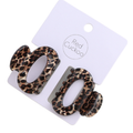 Pure Fashions Mini Oval Hair Claw Clips Leopard Print Brown