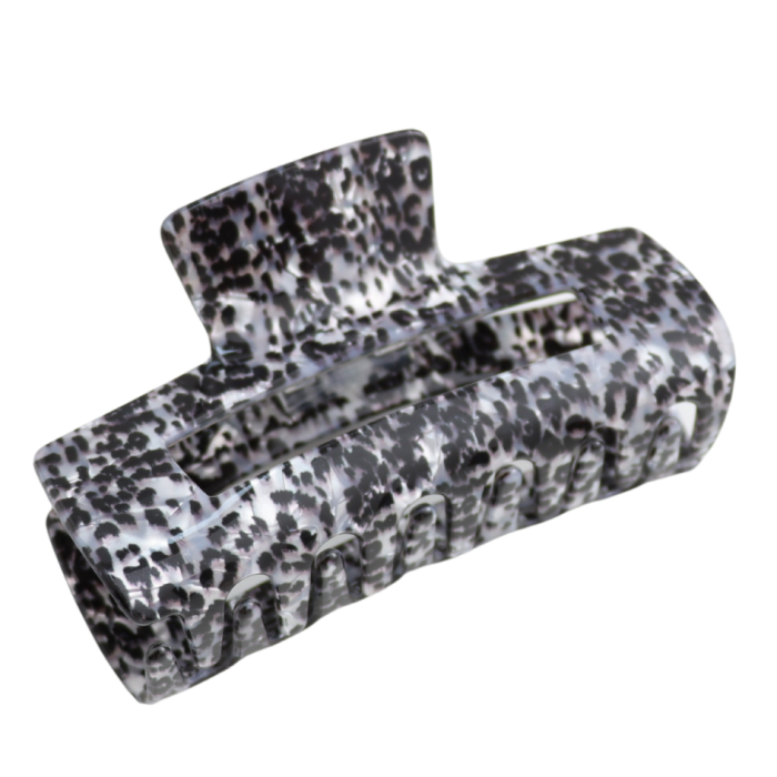 Pure Fashions Rectangle Hair Claw Clip Leopard Print Grey