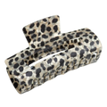 Pure Fashions Rectangle Hair Claw Clip Leopard Print Beige