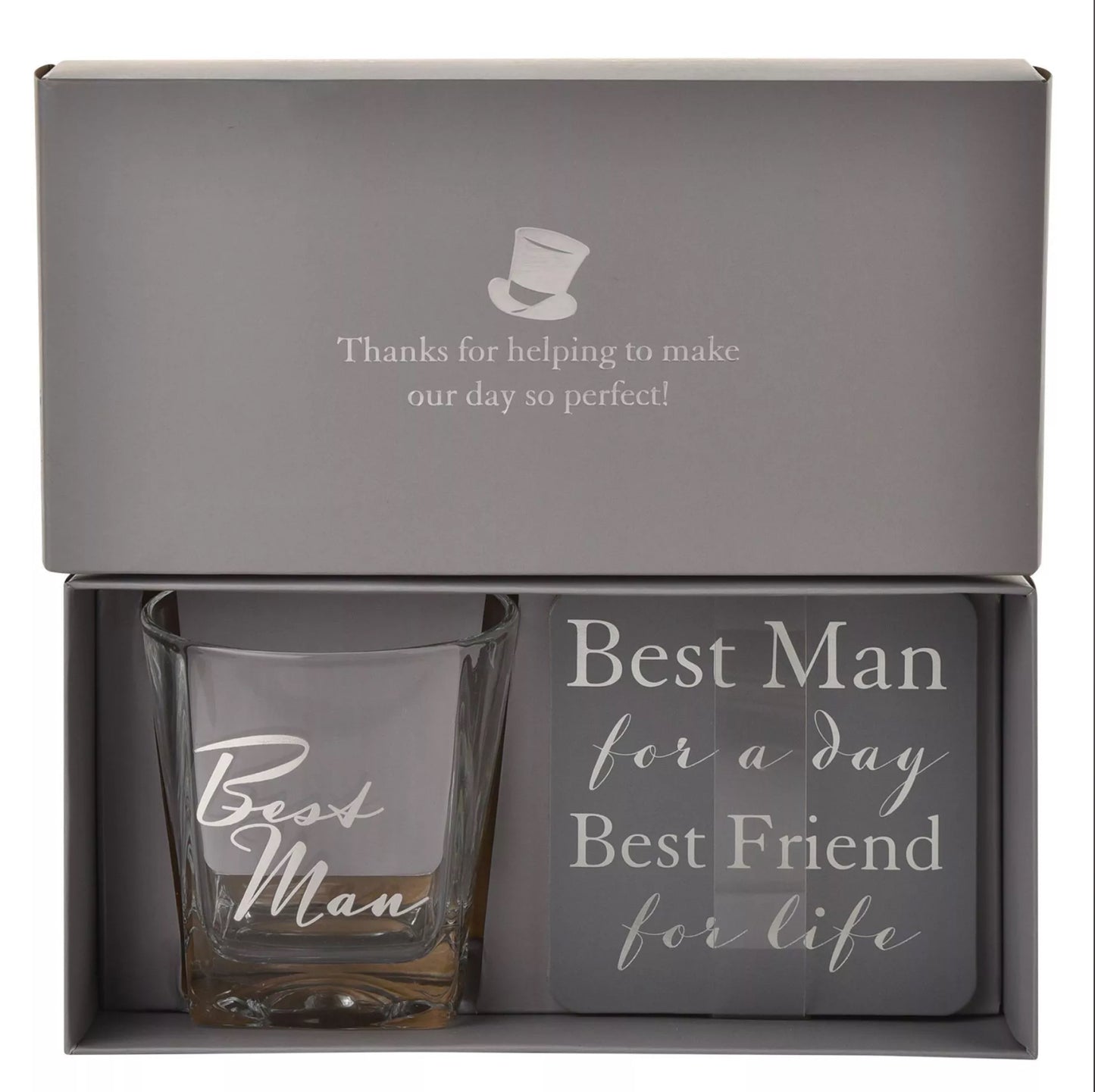 Amore Whisky Glass and Coaster Best Man