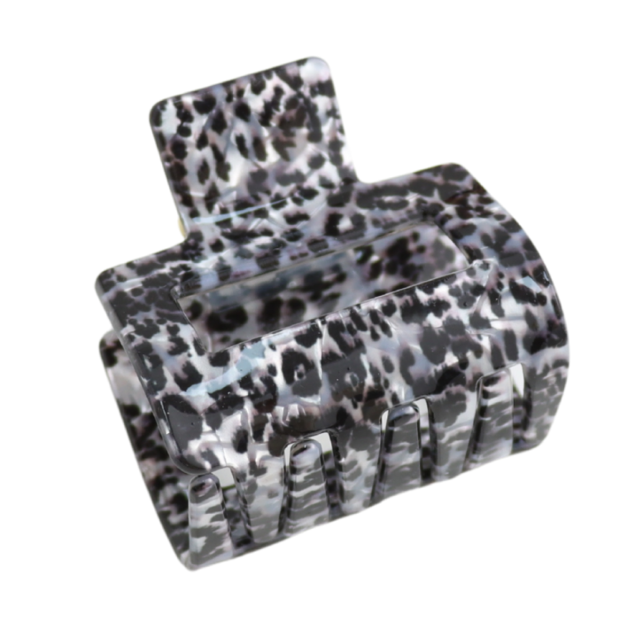 Pure Fashions Square Hair Claw Clip Leopard Print Grey