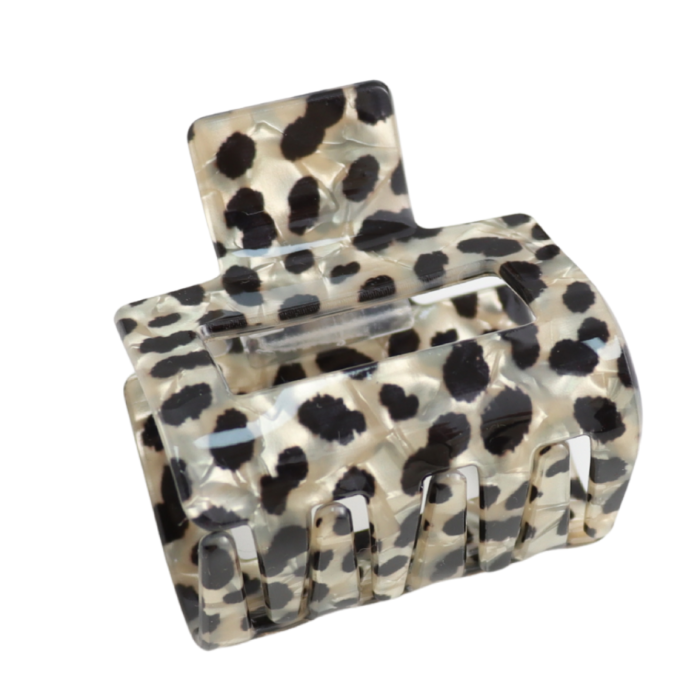 Pure Fashions Square Hair Claw Clip Leopard Print Beige
