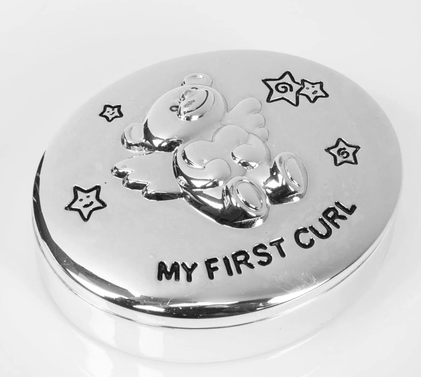 Twinkle Twinkle Baby Range My First Curl Bear Silver Plated Oval Keepsake Box