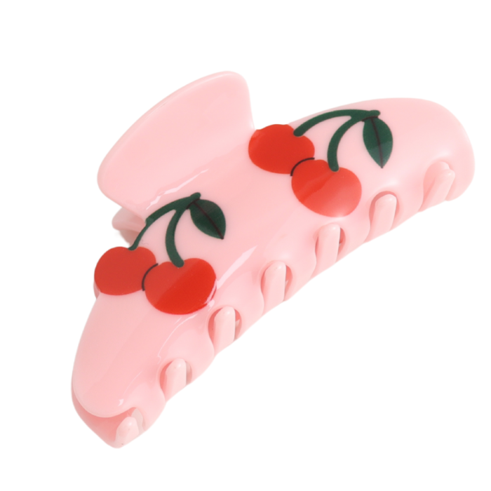 Red cuckoo Cherries Hair Claw Clip Pink