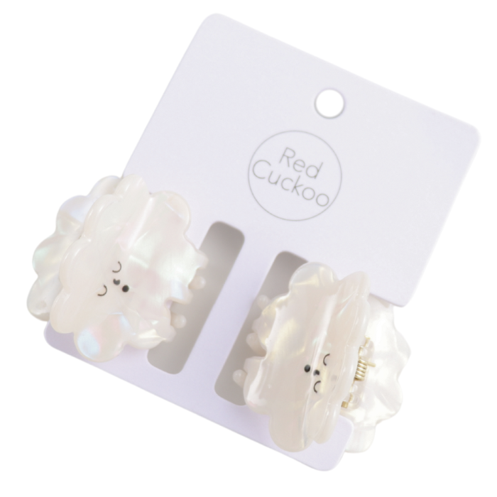 Red Cuckoo Cloud Hair Claw Clip Twin Pack White