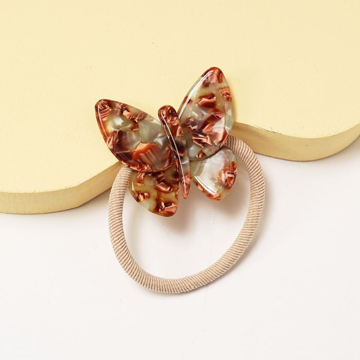 Red Cuckoo Butterfly Green Elastic Hair tie