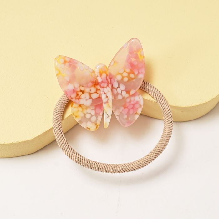 Red Cuckoo Butterfly Pink Elastic Hair Tie