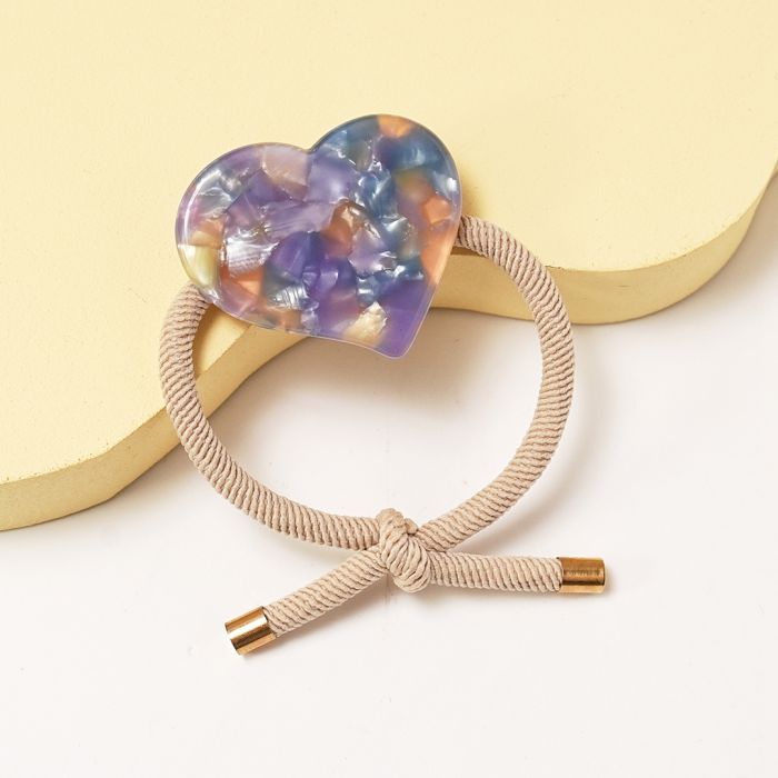 Red Cuckoo Heart Blue Elastic Hair Tie