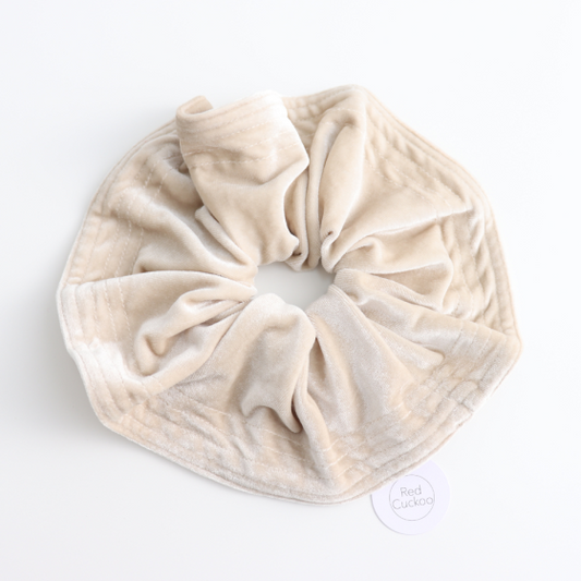 Pure Fashions Oversized Velvet Scrunchie Cream