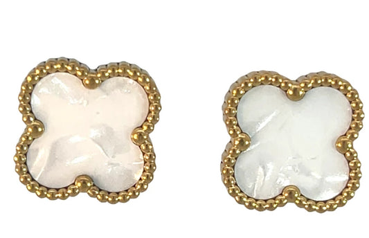 Byzantium Clover Studs White