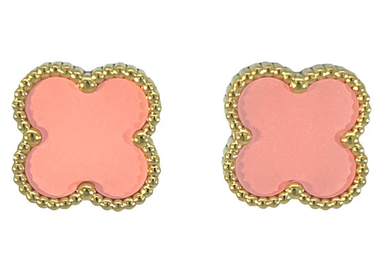 Byzantium Clover Earrings Pink