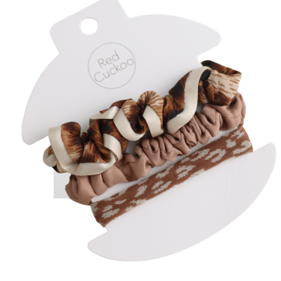 Pure Fashions Scrunchies Pack Of 3 Brown