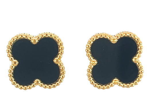 Byzantium Clover Studs Black