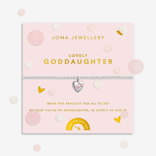 Joma Jewellery Kids' Confetti A Little Lovely Goddaughter Silver Plated Bracelet
