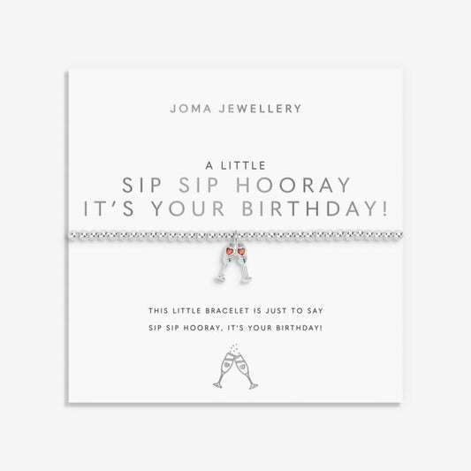 Joma Jewellery A Little Sip Sip Hooray It's Your Birthday! Silver Plated Bracelet