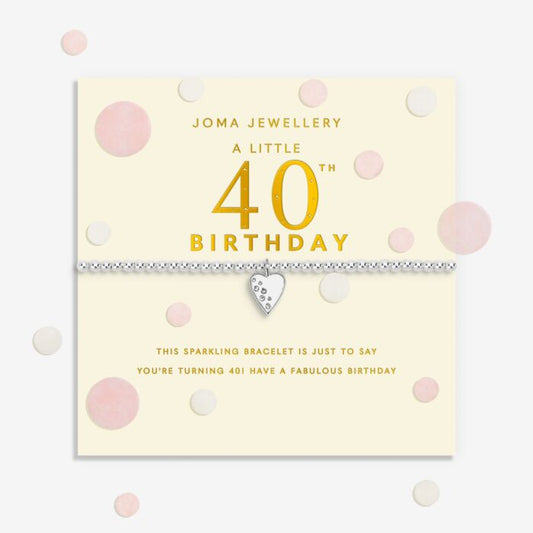 Joma Jewellery Confetti A Little 40th Birthday Silver Plated Bracelet