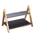 Artesa Serving Stand Slate and Wood 2 Tier
