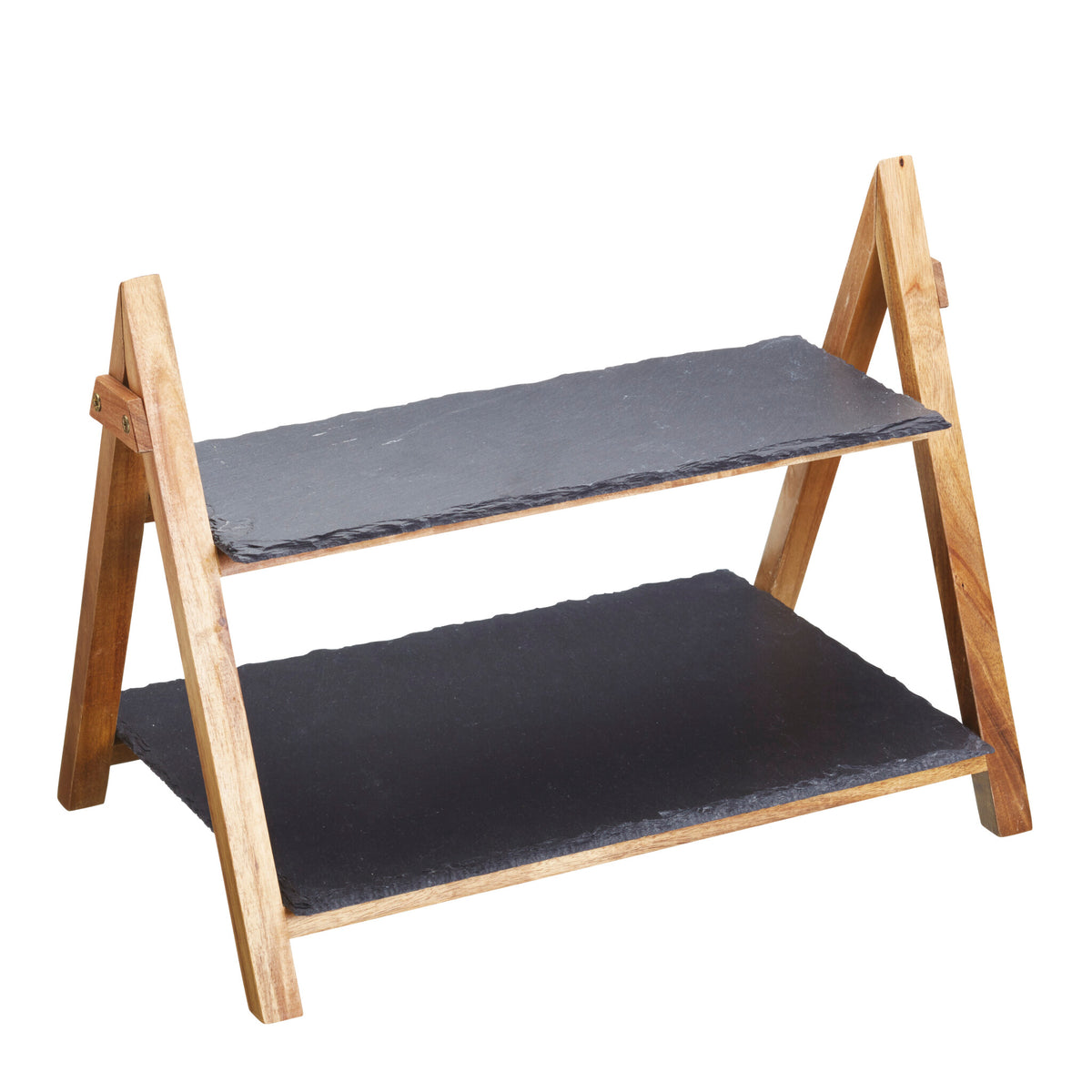 Artesa Serving Stand Slate and Wood 2 Tier
