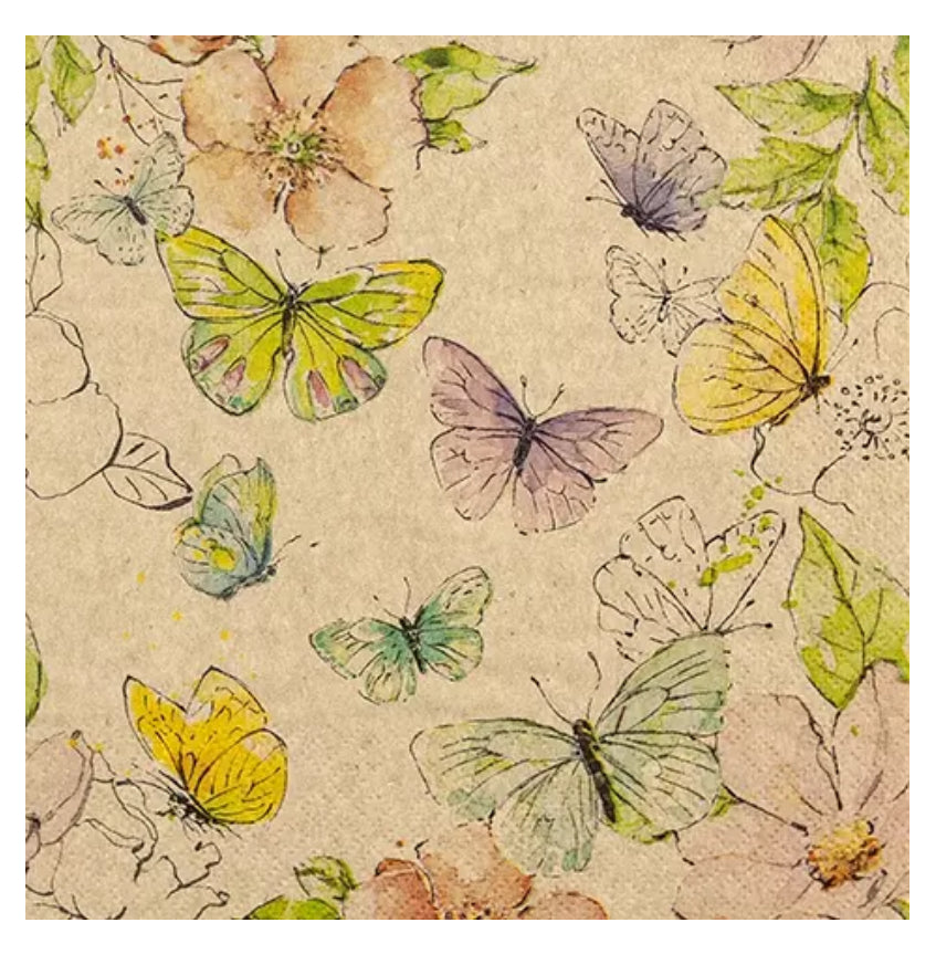 Stow Green Paper Napkins Colourful Butterflies 33x33cm