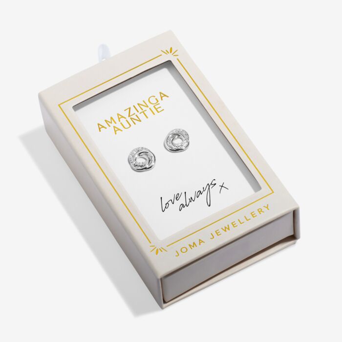 Joma Jewellery Moments To Shine Amazing Auntie Silver Plated Stud Earrings