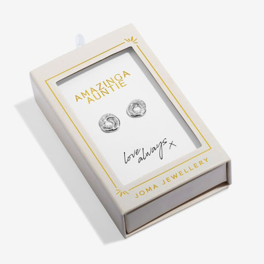 Joma Jewellery Moments To Shine Amazing Auntie Silver Plated Stud Earrings