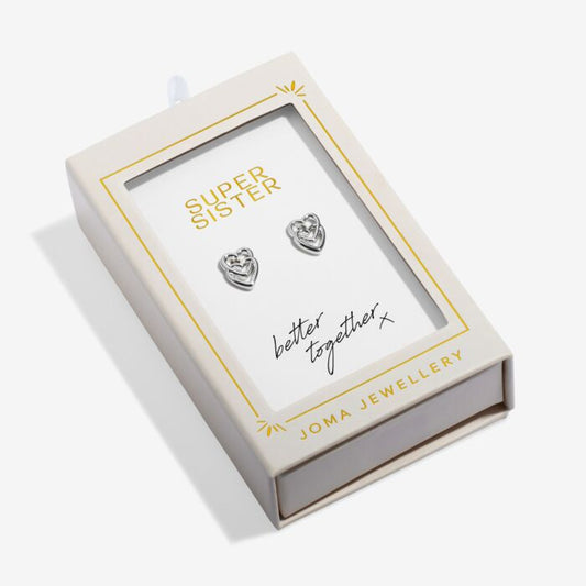 Joma Jewellery Moments To Shine Super Sister Silver Plated Stud Earrings