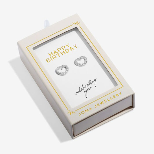 Joma Jewellery Moments To Shine Happy Birthday Silver Plated Stud Earrings