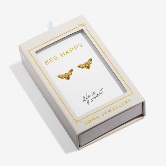 Joma Jewellery Moments To Shine Bee Happy Gold Plated Stud Earrings