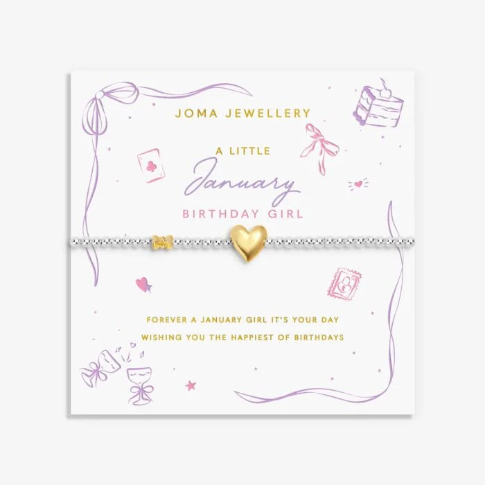 Joma Jewellery Birth Month A Little January Silver & Gold Plated Bracelet