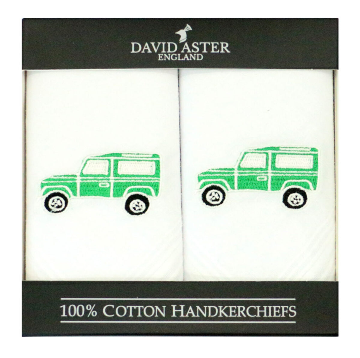 David Aster Green Landrover Embroidered Handkerchiefs