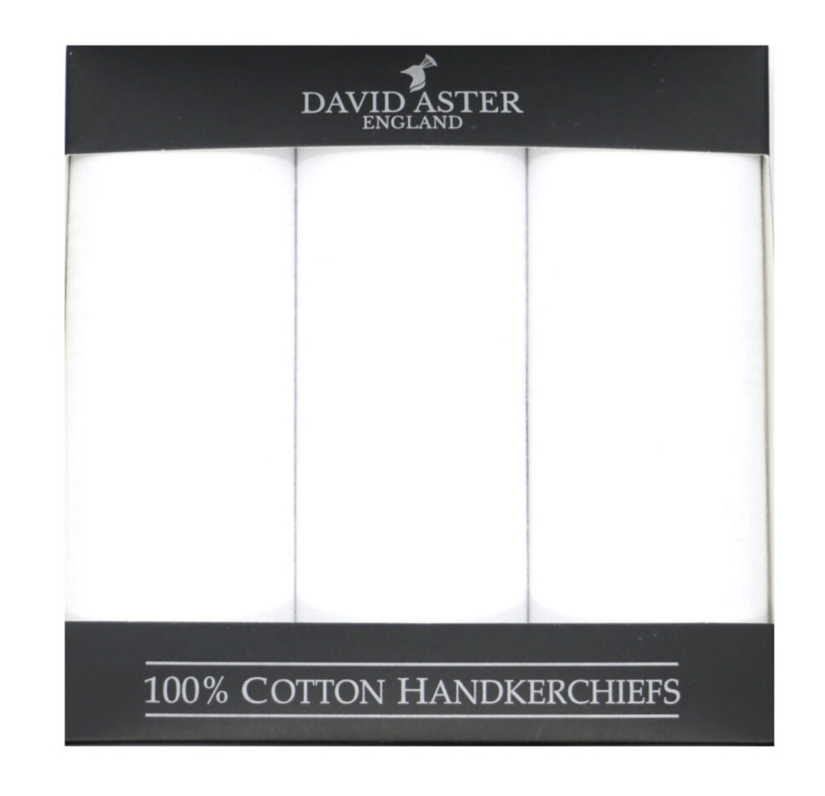 David Aster Plain White Pack Of Three Handkerchiefs