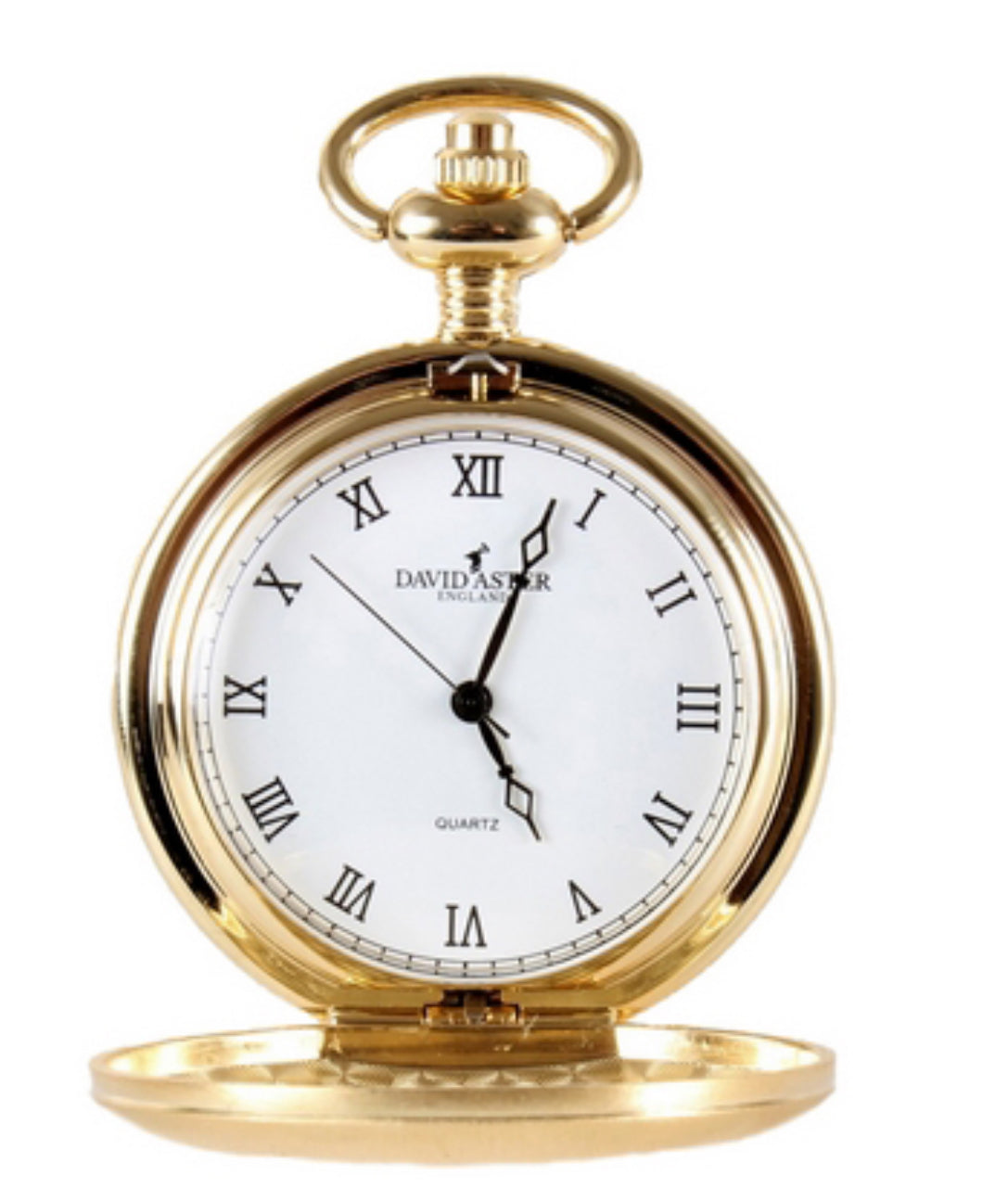 David Aster Gold Brushed Quartz Full Hunter Pocket Watch