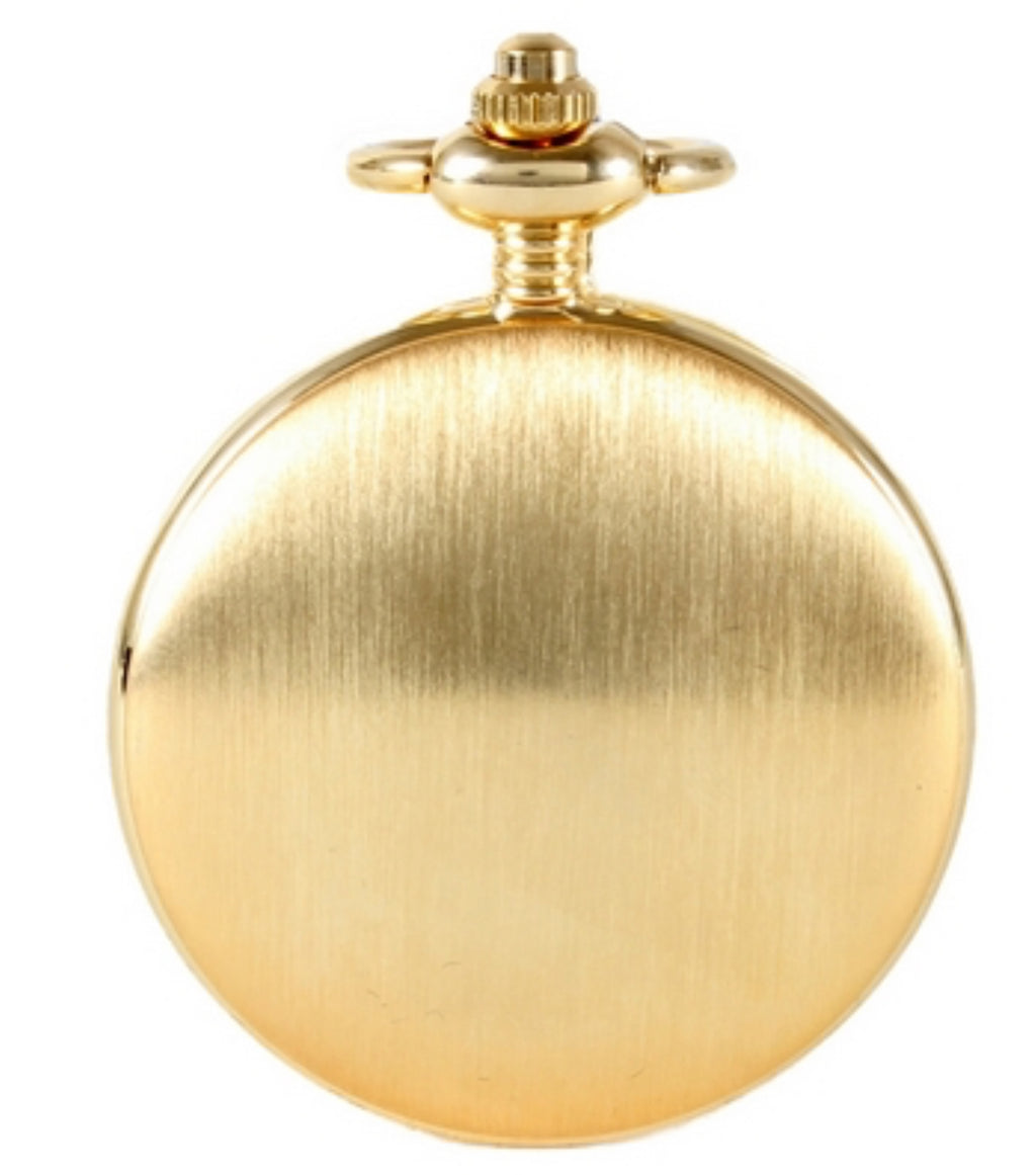 David Aster Gold Brushed Quartz Full Hunter Pocket Watch