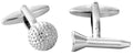 Golf Ball And Tee Cufflinks Rhodium Plated