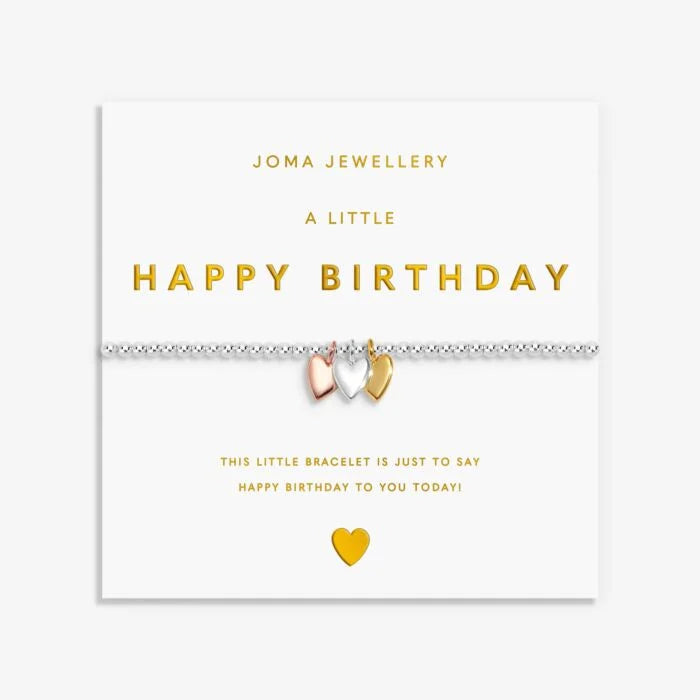Joma Jewellery A Little Charmed Moments Happy Birthday Silver, Gold & Rose Gold Plated Bracelet