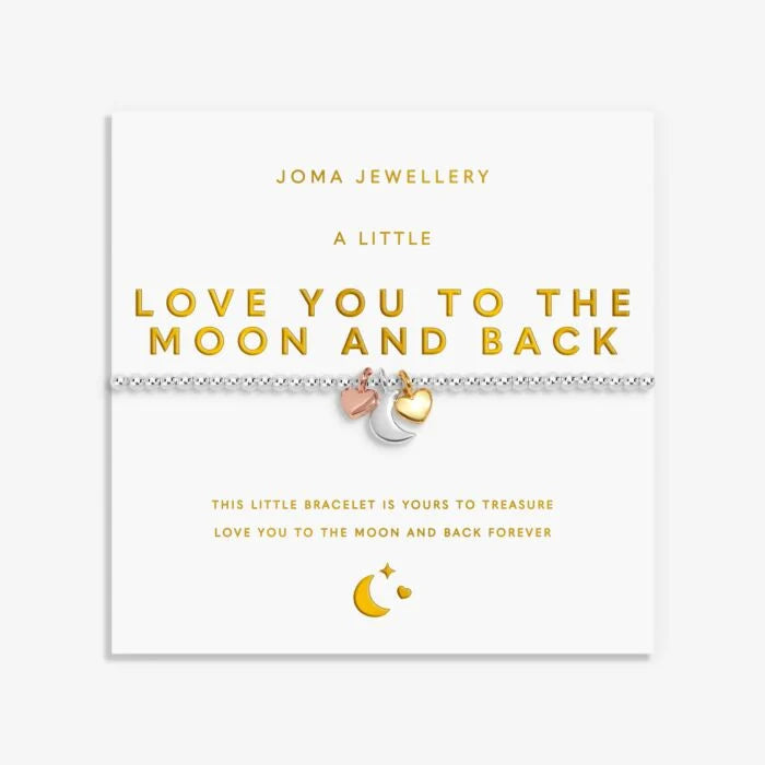 Joma Jewellery A Little Charmed Moments Love You To the Moon and Back Silver, Gold & Rose Gold Plated Bracelet