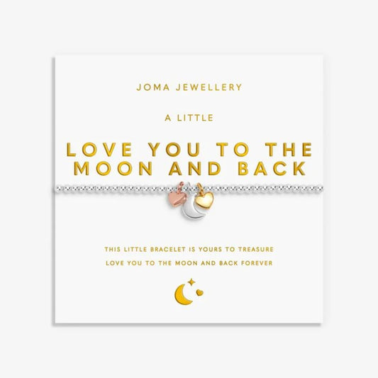 Joma Jewellery A Little Charmed Moments Love You To the Moon and Back Silver, Gold & Rose Gold Plated Bracelet