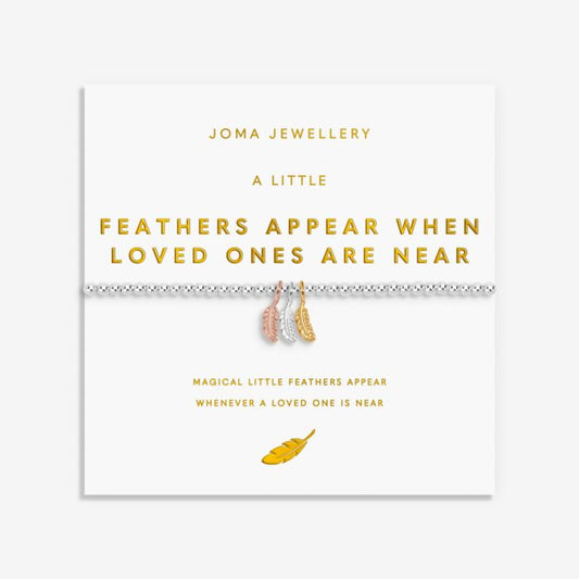 Joma Jewellery A Little Charmed Moments Feathers Appear When Loved Ones Are Near Silver, Gold & Rose Gold Plated Bracelet