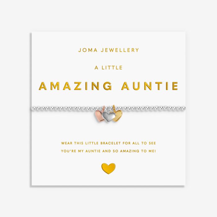 Joma Jewellery A Little Charmed Moments Amazing Auntie Silver, Gold & Rose Gold Plated Bracelet