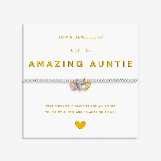 Joma Jewellery A Little Charmed Moments Amazing Auntie Silver, Gold & Rose Gold Plated Bracelet