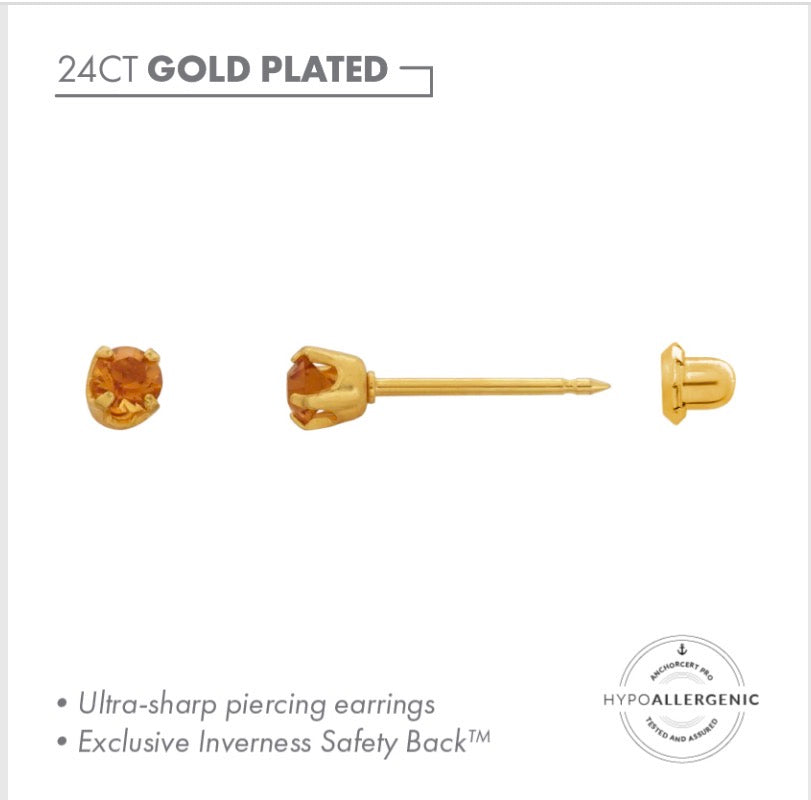Inverness 24ct Gold Plated 3mm November Birthstone
