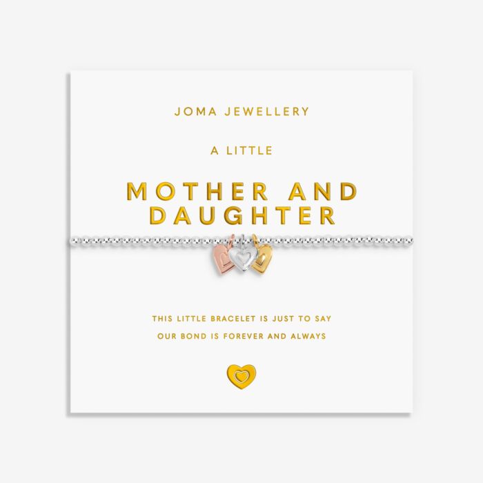 Joma Jewellery A Little Charmed Moments Mother and Daughter Silver, Gold & Rose Gold Plated Bracelet