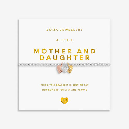Joma Jewellery A Little Charmed Moments Mother and Daughter Silver, Gold & Rose Gold Plated Bracelet