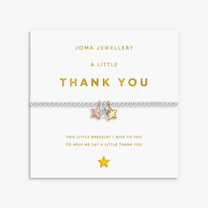 Joma Jewellery A Little Charmed Moments thank You Silver, Gold & Rose Gold Plated Bracelet