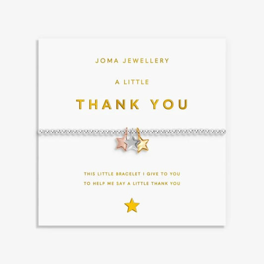 Joma Jewellery A Little Charmed Moments thank You Silver, Gold & Rose Gold Plated Bracelet